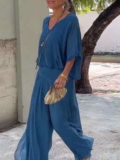 ESMERALDA – ELEGANT CHIFFON WIDE-LEG PANTS TWO-PIECE SET