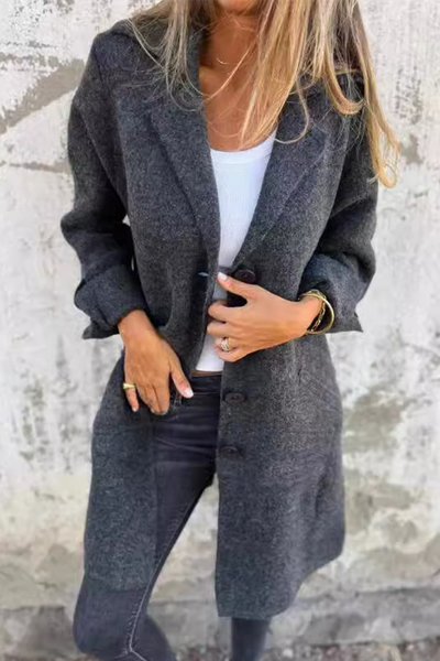 Long Cashmere Buttoned Coat
