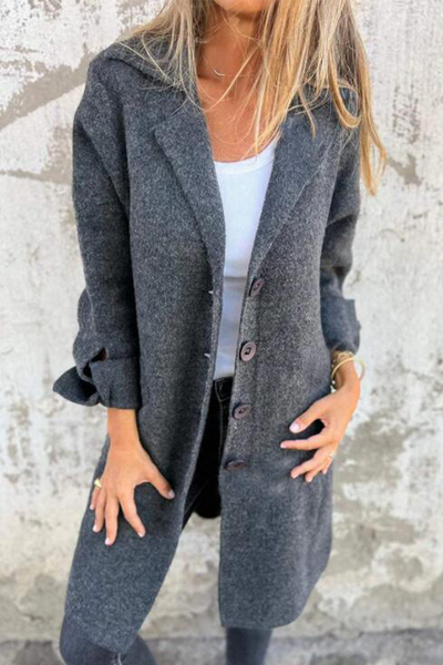 Long Cashmere Buttoned Coat
