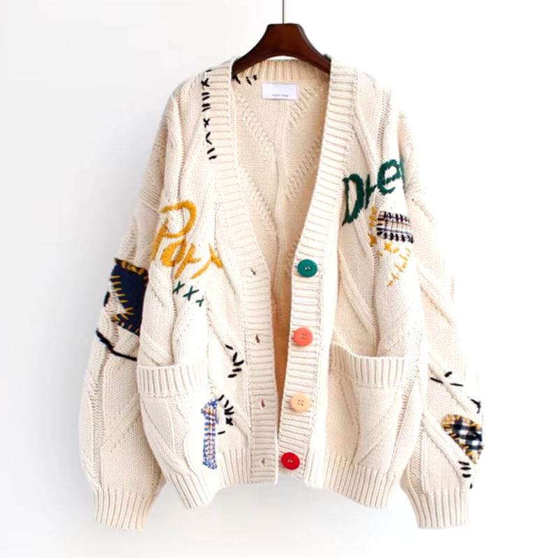 Patcha | Oversized Embroidered Knit Cardigan