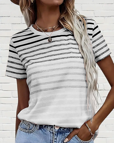 Evelyn – T-Shirt Round Neck Short Sleeve Striped