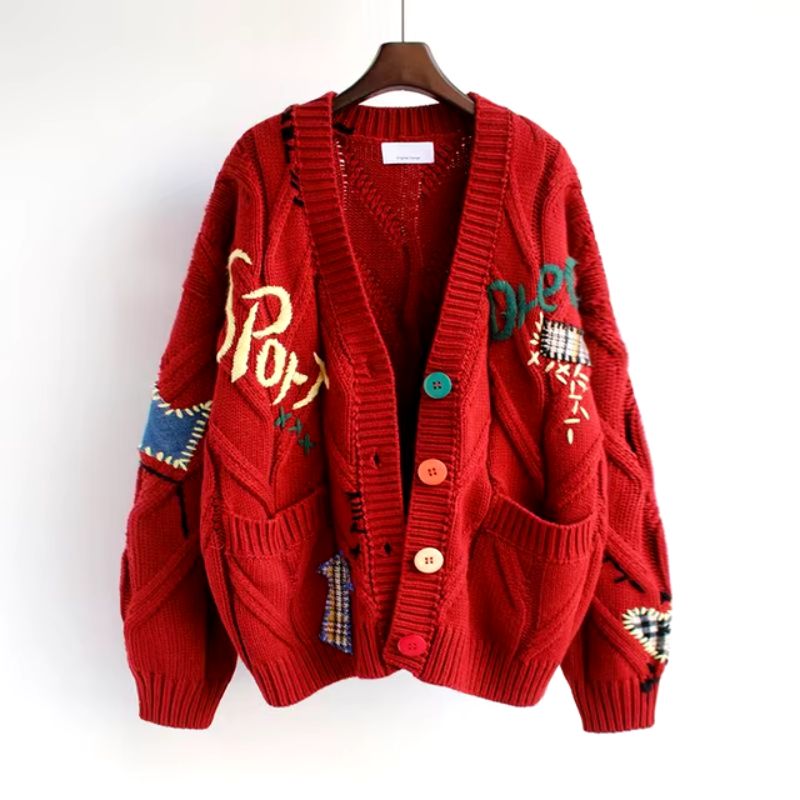 Patcha | Oversized Embroidered Knit Cardigan