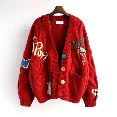 Patcha | Oversized Embroidered Knit Cardigan