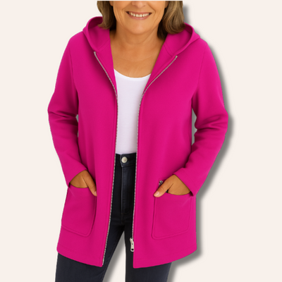 Moore | Hooded Zip-Front Long Cardigan