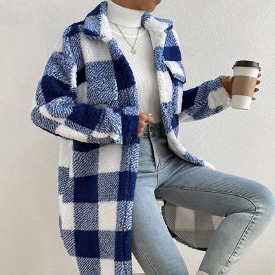 Gale | Long Checkered Button-Up Coat