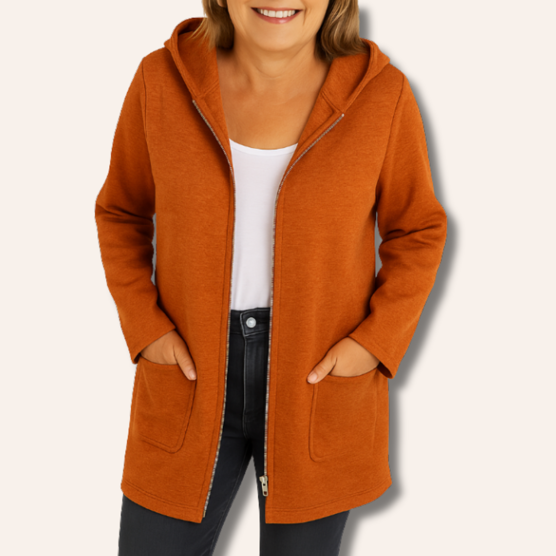 Moore | Hooded Zip-Front Long Cardigan