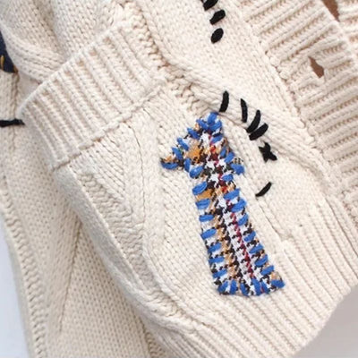 Patcha | Oversized Embroidered Knit Cardigan