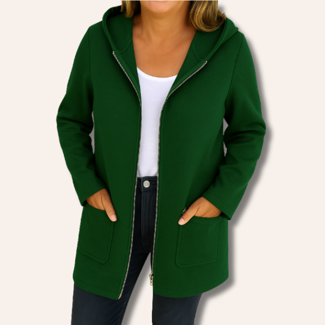 Moore | Hooded Zip-Front Long Cardigan