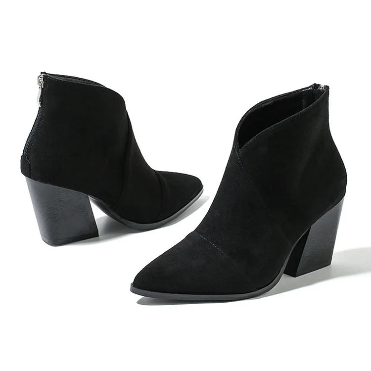 POINTED ANKLE BOOT WITH SUEDE EFFECT