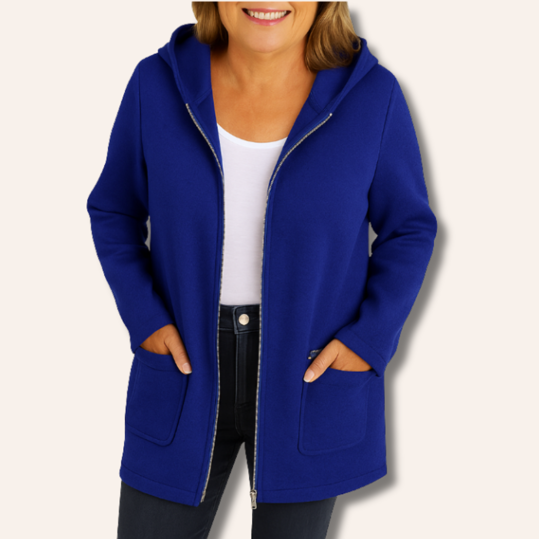 Moore | Hooded Zip-Front Long Cardigan