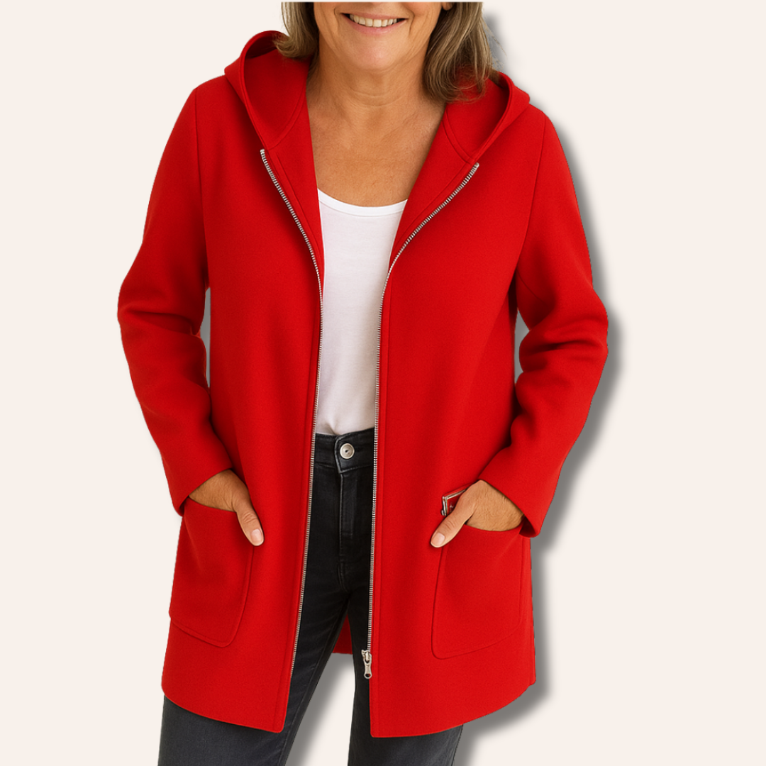 Moore | Hooded Zip-Front Long Cardigan