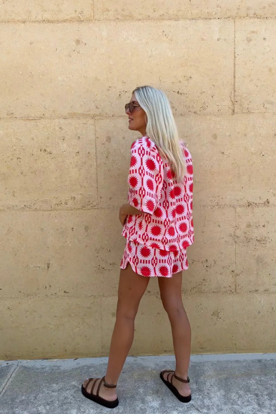 MARISSE – BEACH STYLE PRINTED SHIRT AND SHORT SET