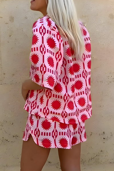 MARISSE – BEACH STYLE PRINTED SHIRT AND SHORT SET
