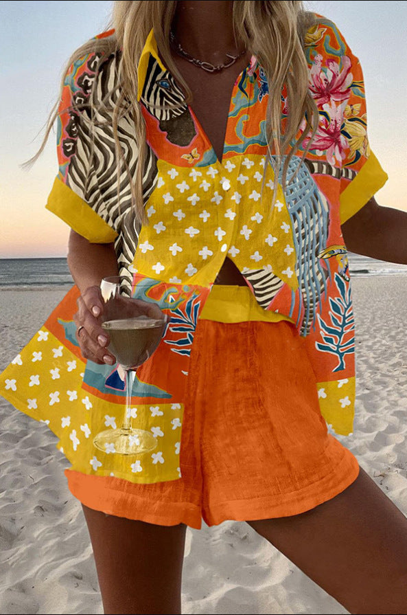 Norellia - Short Linen Polka Dot Set