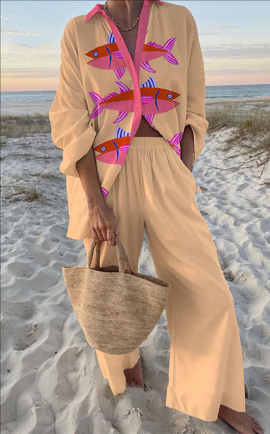 Evalisse - Bedding Set with Pink Fish Print