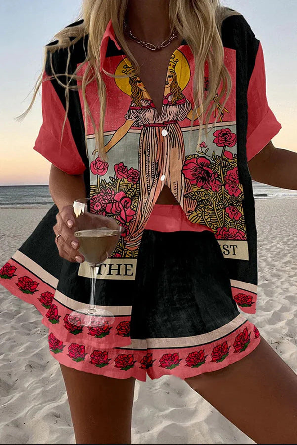 Yseline - Short Linen Set in Pink