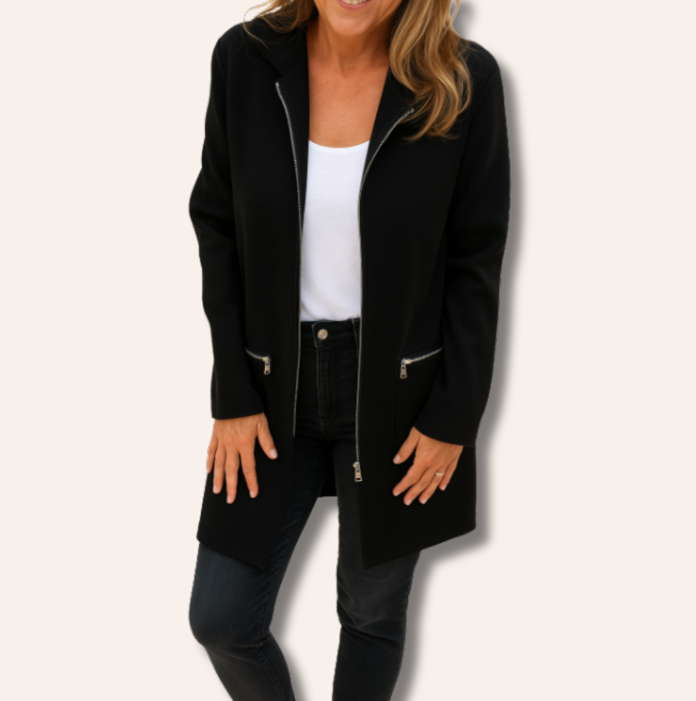 Moore | Hooded Zip-Front Long Cardigan