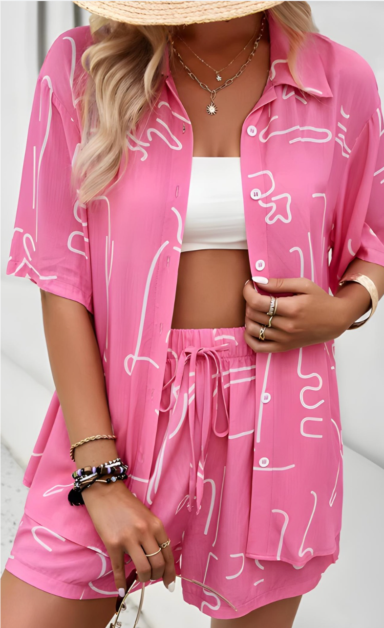 YSARA – SUMMER FLORAL PRINTED SHIRT AND SHORTS SET