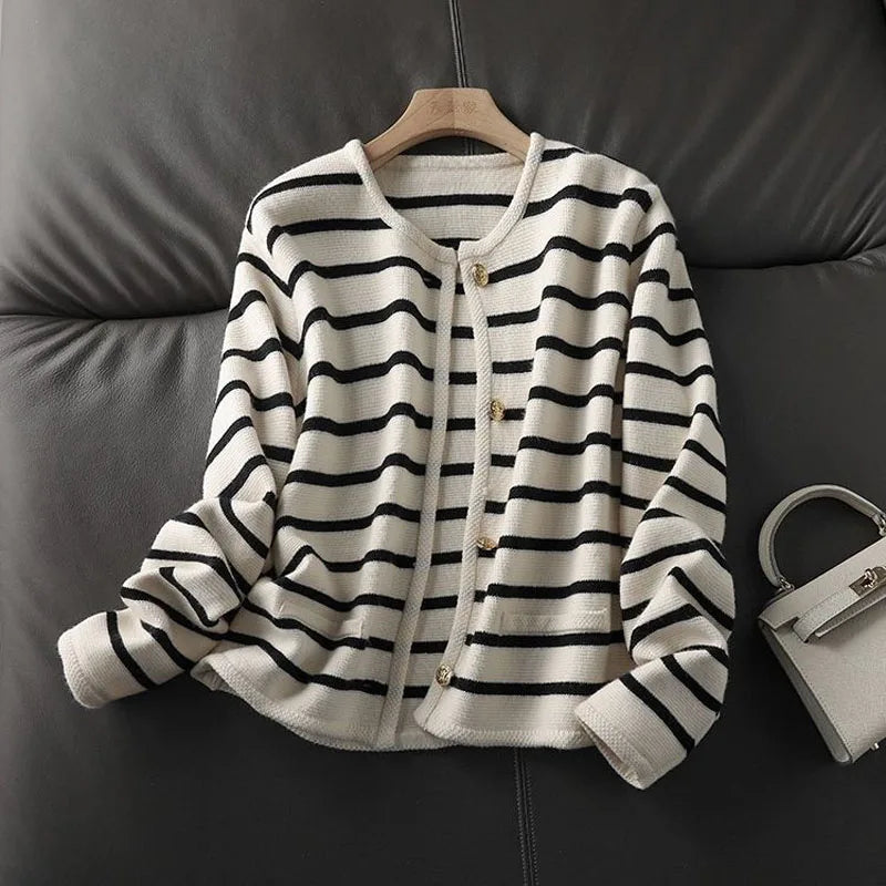 Nyla | Striped Button-Up Cardigan