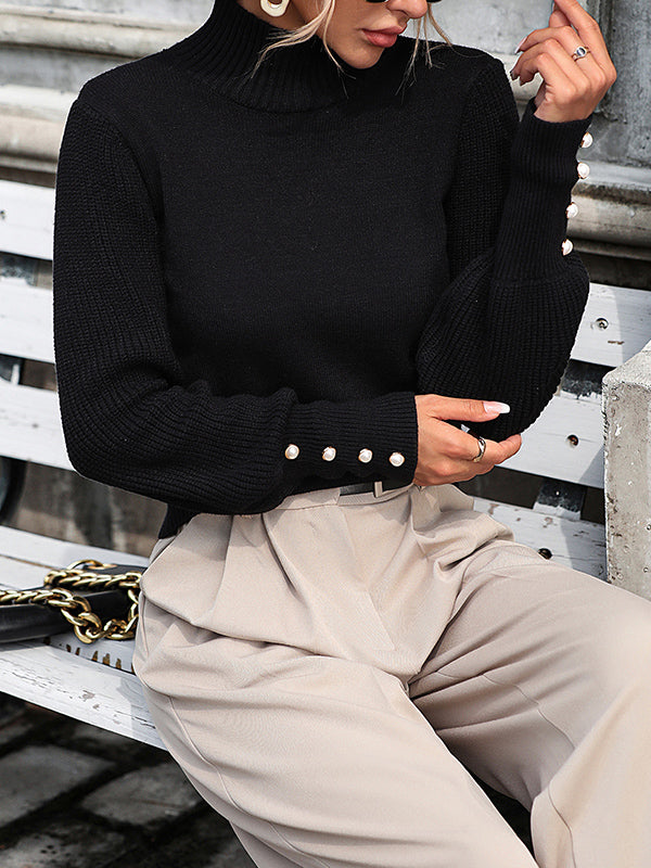 Simone - Pearl Sleeve Knit Sweater