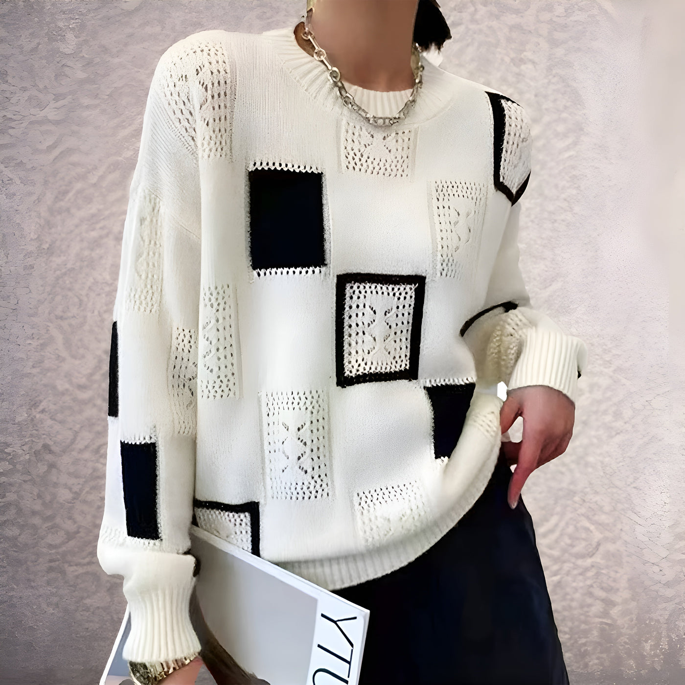 Samantha - Monochrome Patchwork Sweater