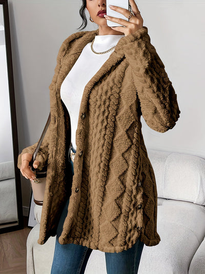 Dana | Teddy Fleece Hooded Button Cardigan