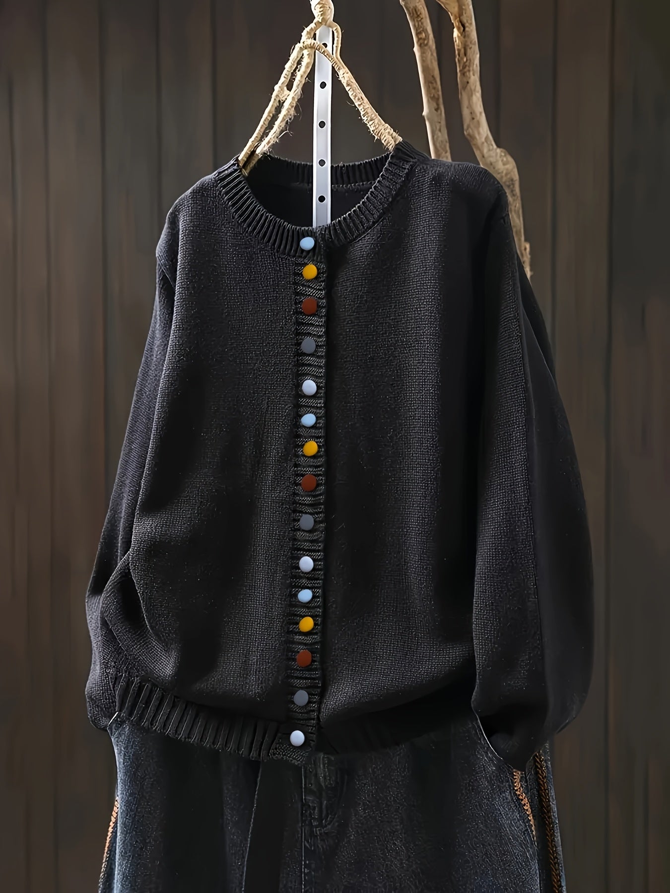 Sofia | Multi-Button Ribbed Knit Crew Cardigan
