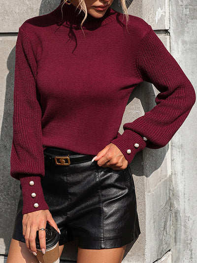 Simone - Pearl Sleeve Knit Sweater