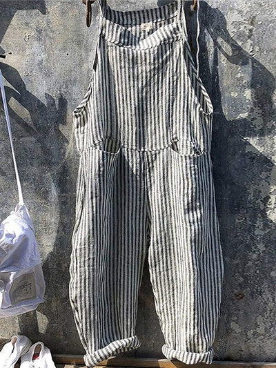 Striped Overall in Linen and Cotton