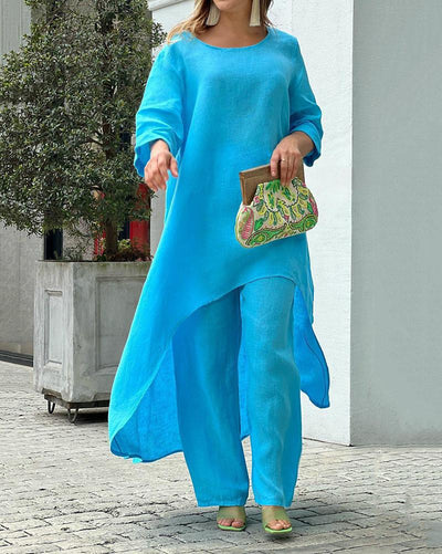 LYSAVINE – NATURAL LINEN TAILORED SET FOR WOMEN