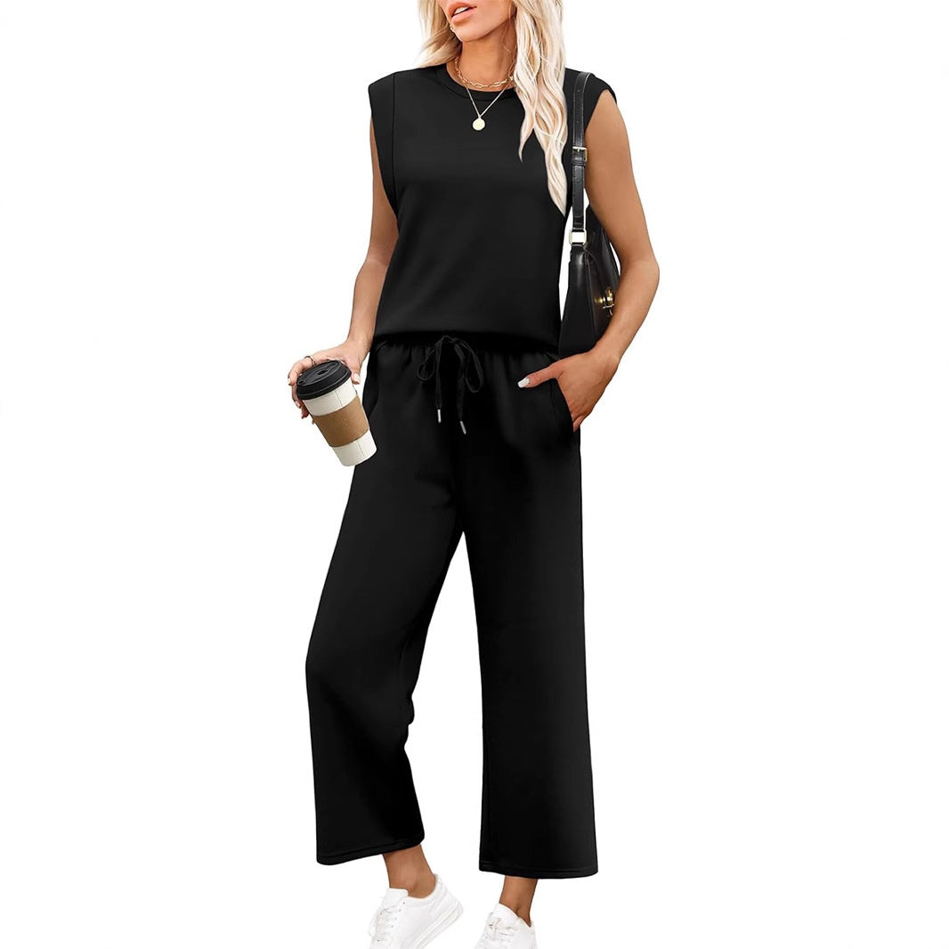 EVANIA – CASUAL SLEEVELESS TOP & WIDE CROPPED PANTS SET