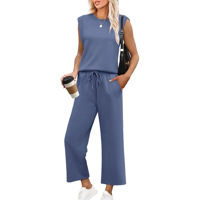 EVANIA – CASUAL SLEEVELESS TOP & WIDE CROPPED PANTS SET