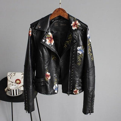 CALLUM – TRENDY EMBROIDERED LEATHER JACKET